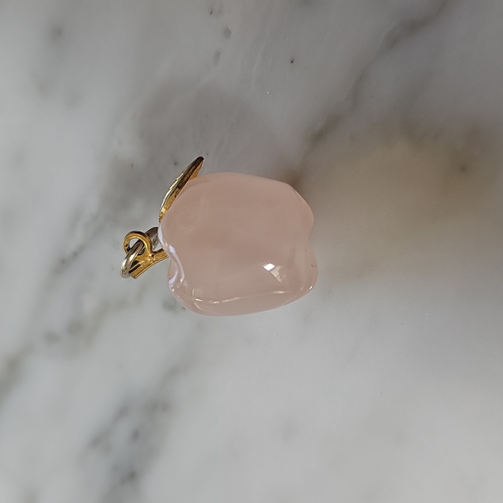 Adorable Rose Quartz Apple Pendant - Picture 3 of 6